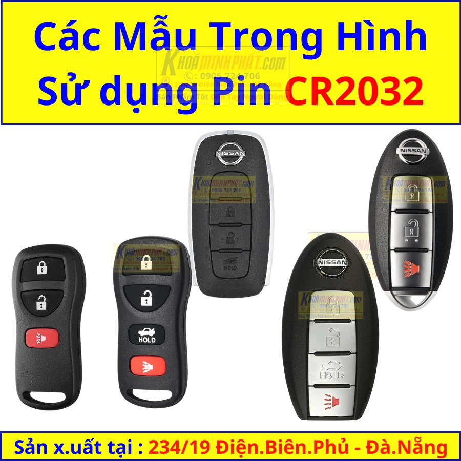 Hướng dẫn thay pin chìa khóa xe ô tô Nissan các dòng Terra, Navara, X-Trail, Sunny, Serena, Kicks, Grand Livina với pin CR2032