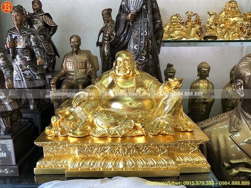 Tượng Di Lặc bằng đồng nguyên khối, đúc thủ công tinh xảo, thích hợp làm tượng nhỏ để xe ô tô