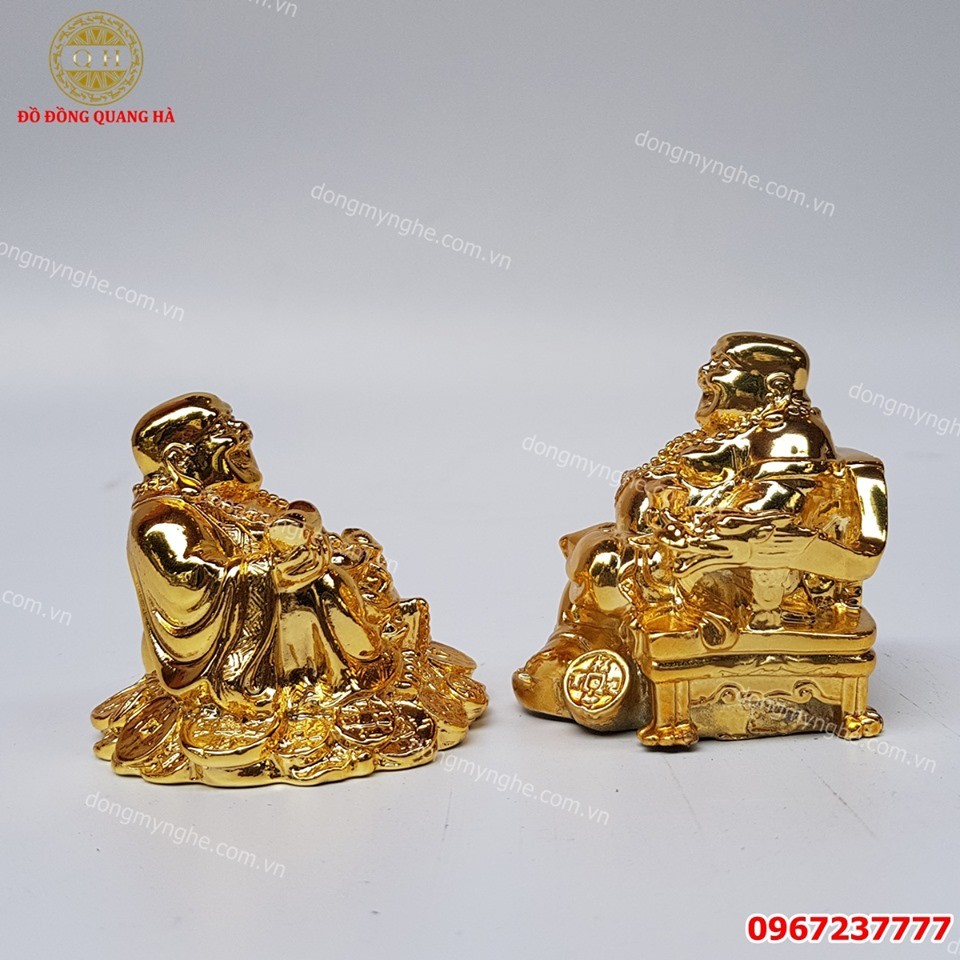 Tượng Phật Di Lặc mạ vàng 24K để trên xe ô tô