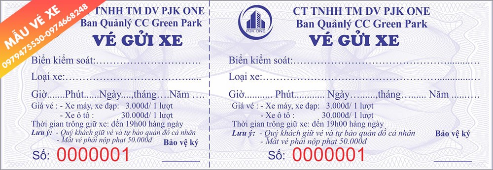 Cuốn vé gửi xe ô tô tiện lợi