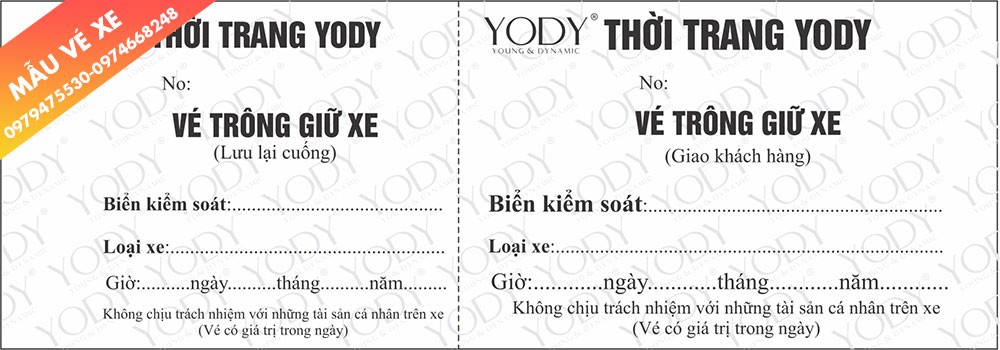 Mẫu vé gửi xe ô tô cho cửa hàng tiện lợi