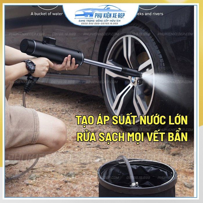 Vòi xịt rửa xe ô tô Baseus với bộ phụ kiện đầy đủ