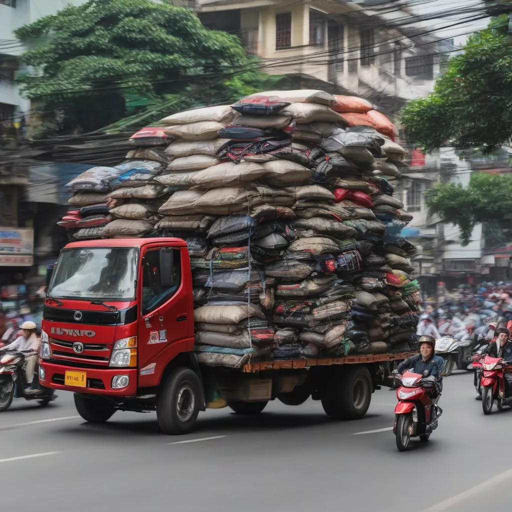 Một chiếc ô tô di chuyển trên đường phố, tượng trưng cho phương tiện cần giấy đăng ký