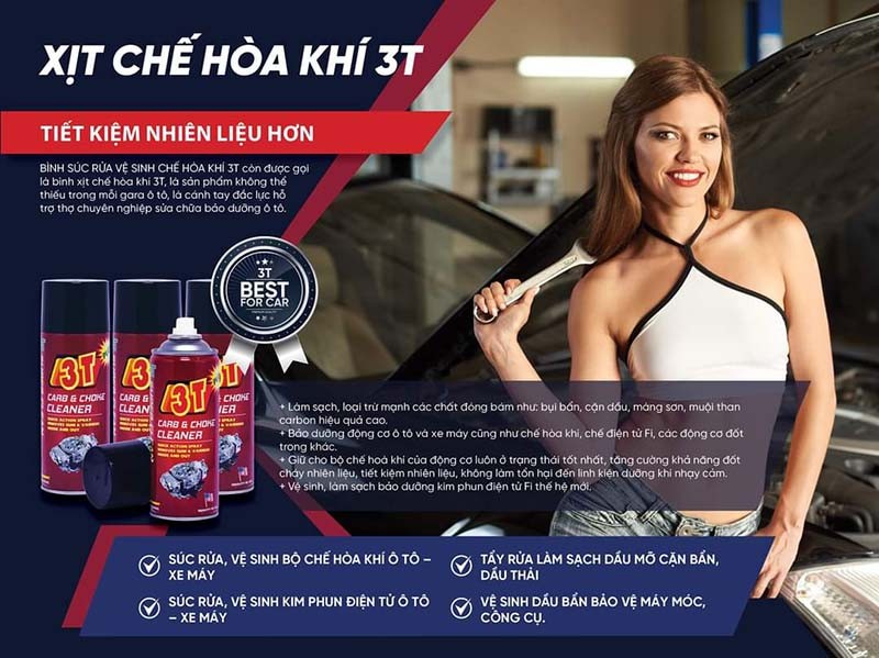 Dung dịch vệ sinh kim phun xe ô tô 3T chuyên dụng giúp loại bỏ cặn bẩn hiệu quả