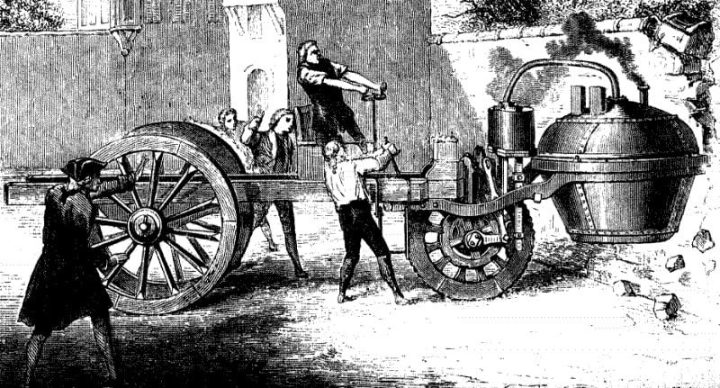 Mô hình xe ô tô chạy bằng hơi nước đầu tiên của Nicolas-Joseph Cugnot năm 1769
