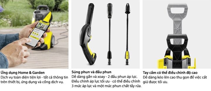 Máy rửa xe ô tô mini Karcher K2 Power Control Car và các phụ kiện đi kèm tiện lợi