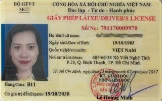 Hình ảnh bằng lái xe B1 của người mới thi đậu