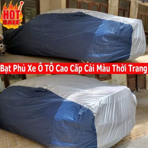 Bạt phủ xe ô tô 5 chỗ cao cấp màu bạc tráng phản quang, che chắn toàn diện cho xe hơi