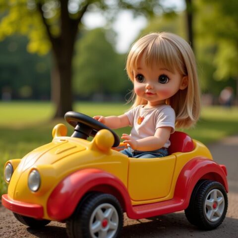 Hình ảnh búp bê lái xe ô tô đồ chơi cho bé gái