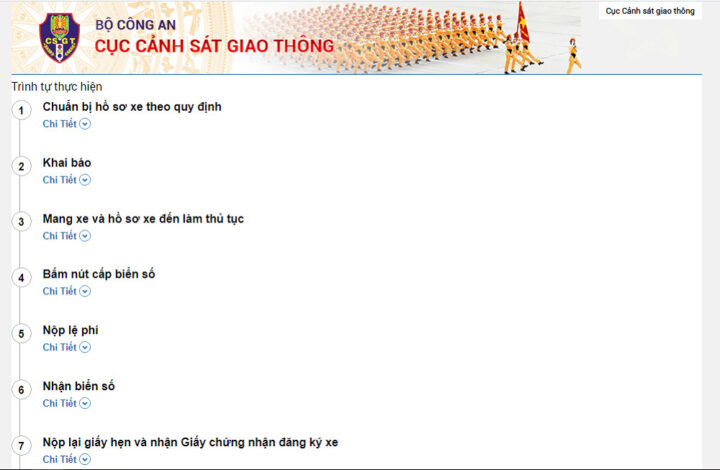 Hướng dẫn tải mẫu giấy khai đăng ký xe ô tô trên website Cục Cảnh sát Giao thông