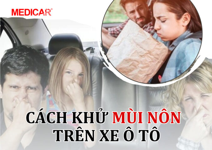 Ghế xe ô tô bị dính chất nôn và các bước làm sạch ban đầu để khử mùi nôn trên xe ô tô