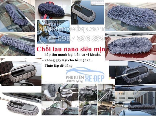 Chổi rửa xe ô tô sợi nano mềm mại, chuyên dụng cho bề mặt sơn xe