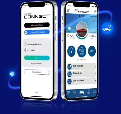 Màn hình giải trí ô tô hiển thị ứng dụng Honda CONNECT hỗ trợ kết nối điện thoại
