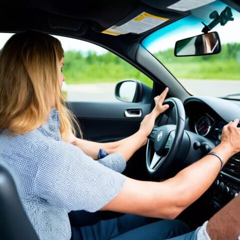 Giáo viên dạy lái xe ô tô hướng dẫn kỹ năng lái trên xe, phản ánh chất lượng đào tạo và tiềm năng lương giáo viên dạy lái xe ô tô