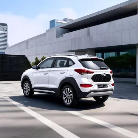 Hình ảnh Hyundai Tucson đang di chuyển trên đường phố Hàn Quốc