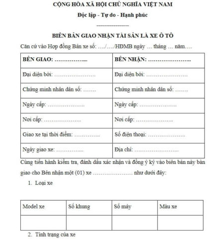 mau bien ban ban giao xe o to xe may 1 1