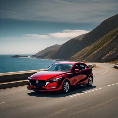 Xe Mazda 3 màu đỏ, một trong các loại xe ô tô 4 chỗ đẹp với thiết kế thể thao, cá tính