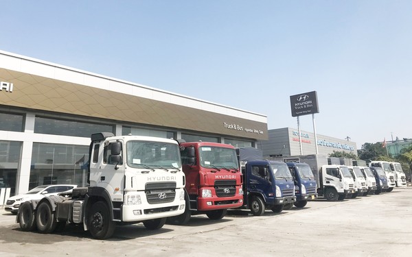 Đại lý Hyundai Đông Nam và đội ngũ nhân viên cùng các mẫu xe ô tô chở hàng đa dạng