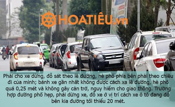 Quy định về khoảng cách đỗ xe ô tô sát lề đường theo Luật Giao thông đường bộ, hình ảnh minh họa xe ô tô đỗ đúng vị trí.