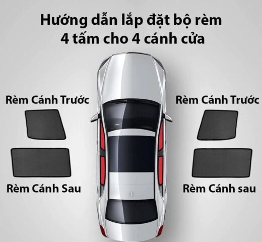 Rèm chống nắng xe ô tô bộ 4 miếng chống tia UV, thiết kế ôm sát cửa xe