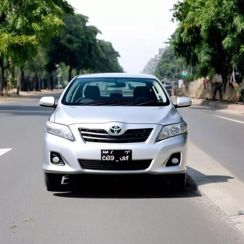 Hình ảnh tổng thể xe ô tô Altis 2009 màu bạc với thiết kế ngoại thất bền bỉ