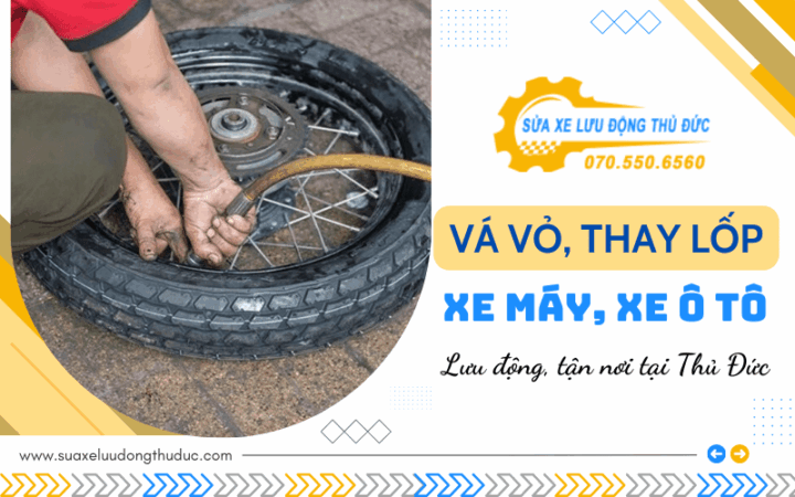 va vo thay lop xe luu dong xe may va oto tai thu duc 4