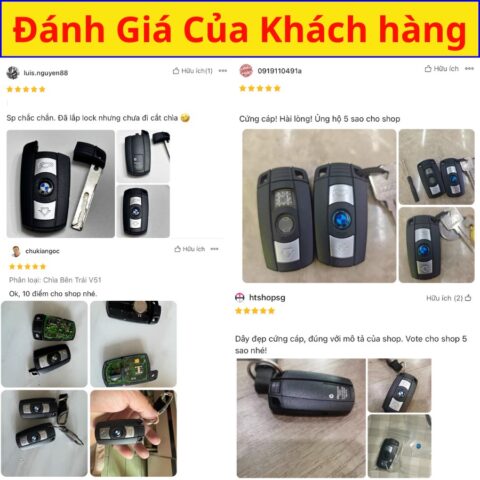 Vỏ chìa khóa xe ô tô BMW đen bóng với viền chrome sang trọng