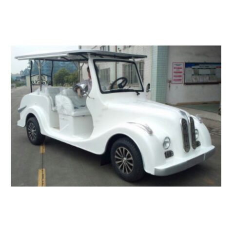 Xe ô tô điện dáng cổ điển màu xanh lá sang trọng tại sân golf
