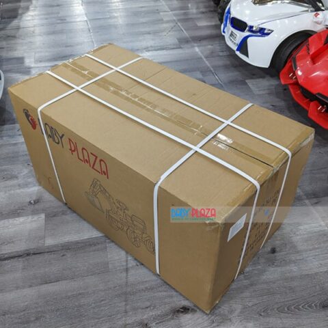 Xe máy xúc điện tự lái BLF-116 màu vàng cam, gầu xúc lớn
