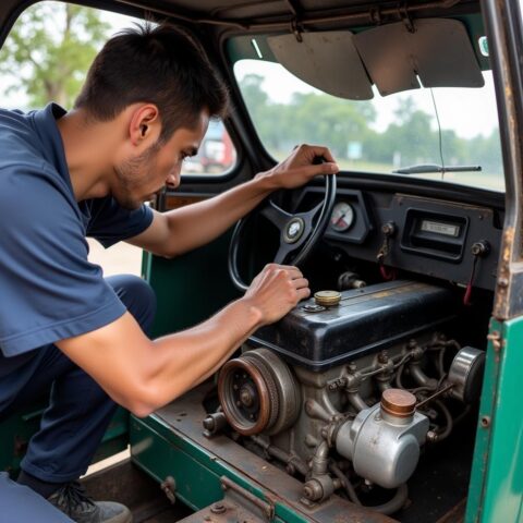 Kiểm tra động cơ xe ô tô 3 bánh giá 50 triệu để đảm bảo an toàn vận hành