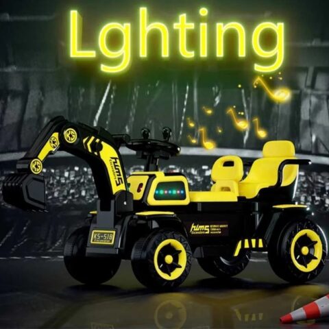 Xe máy múc ô tô điện trẻ em K5-518 với thiết kế to bản, hai ghế ngồi rộng rãi và đèn LED rực rỡ