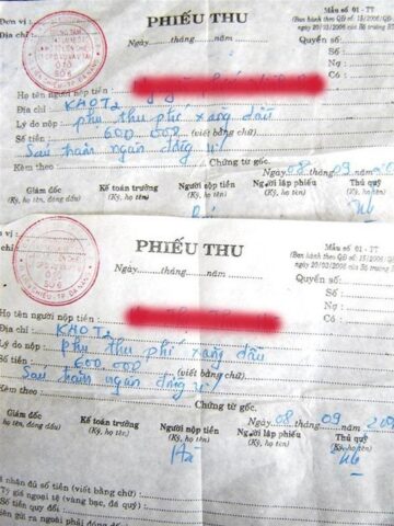 Biên lai thu phí nộp học lái xe ô tô bất hợp lý tại trung tâm đào tạo