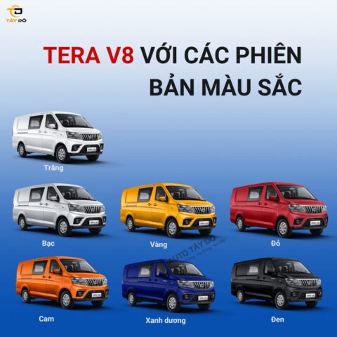 Xe ô tô tải van Tera V8 5 chỗ với các phiên bản màu sắc đa dạng trên thị trường.