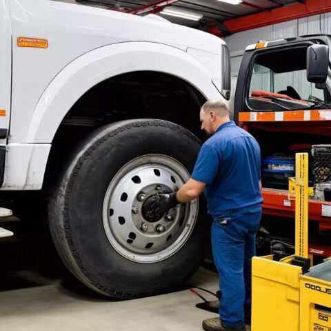 Xe tải đang được chuyên viên kiểm tra để lập mẫu biên bản định giá xe ô tô
