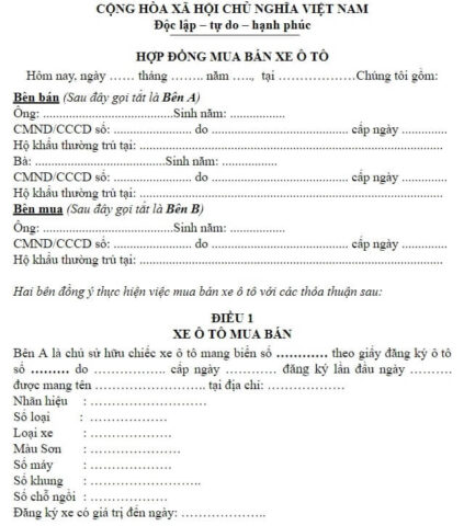 hop dong mua ban xe o to 1