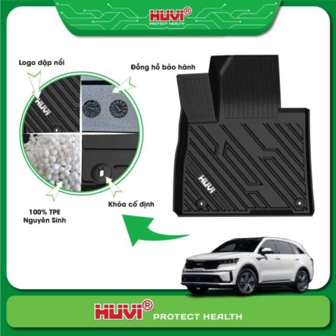 Thảm lót sàn HUVI cao cấp cho khoang nội thất xe ô tô Kia Sorento