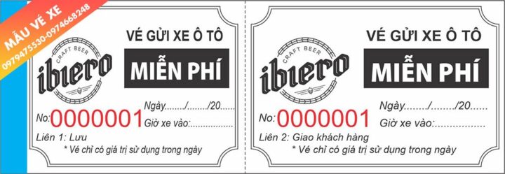 Mẫu vé xe quán bia chuyên nghiệp