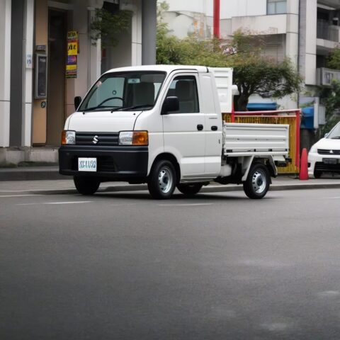 Xe ô tô tải Suzuki 500kg cũ di chuyển trên phố