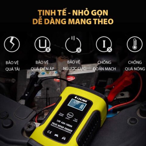 Bộ sạc ắc quy thông minh Foxsur 12V 100Ah cho xe ô tô